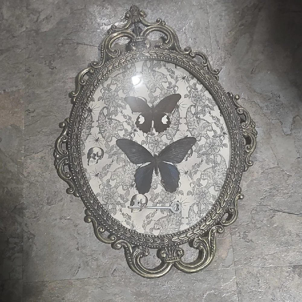 Ornate Vintage-Style Butterfly Wall Art in Antique Metal